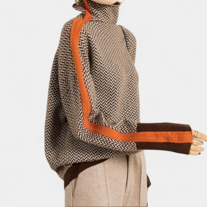 Teja – Elegantni pulover s uzorkom riblje kosti