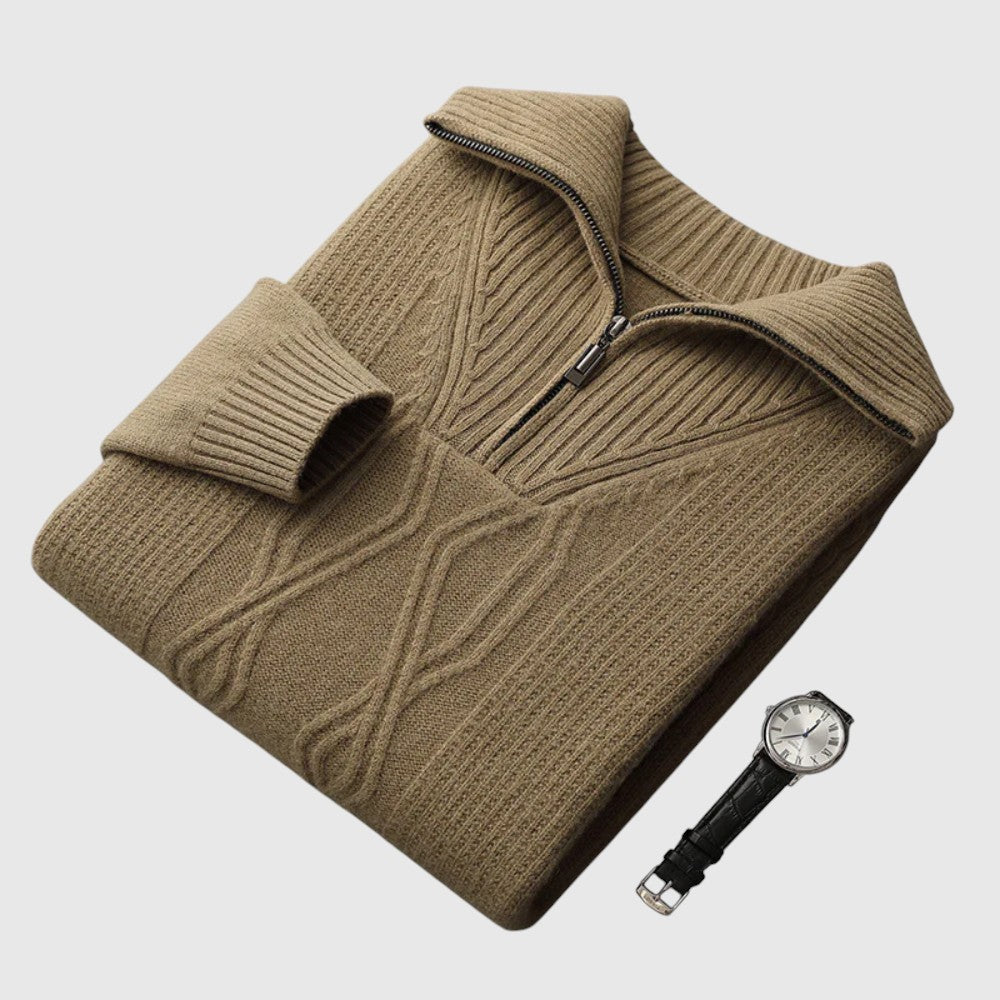 Libuše - Pulover s zipom Taranto od merino vune