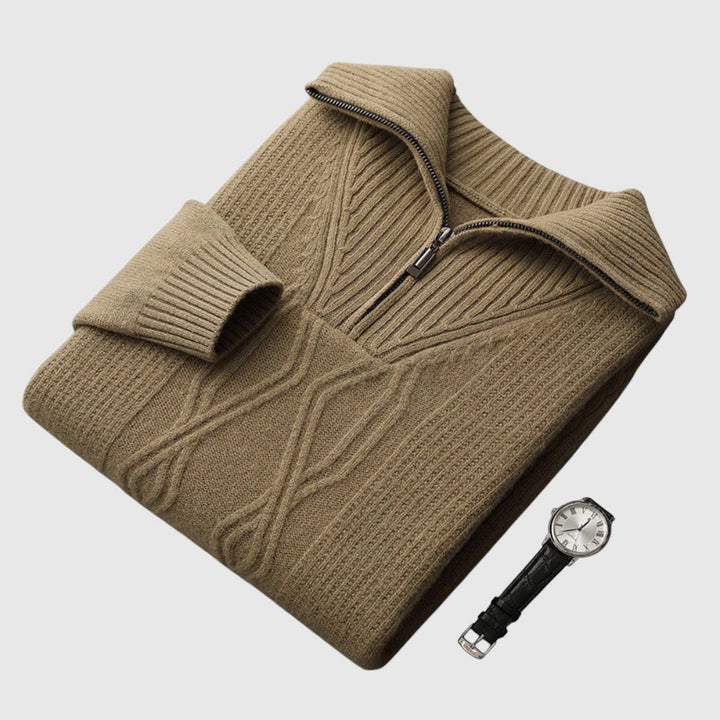 Libuše - Pulover s zipom Taranto od merino vune