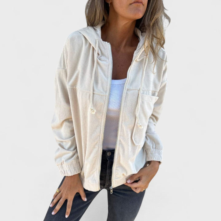 Veronika - Baršunasta jakna s kapuljačom i zatvaračem