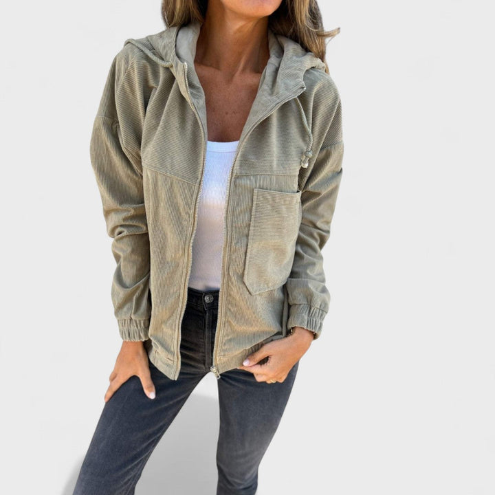 Veronika - Baršunasta jakna s kapuljačom i zatvaračem