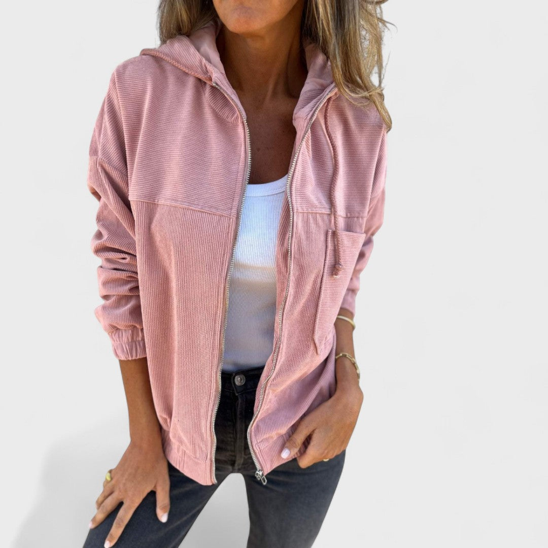 Veronika - Baršunasta jakna s kapuljačom i zatvaračem