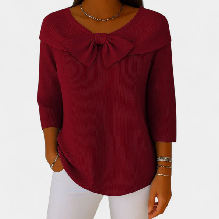 Alenka – Ženski pulover s romantičnom mašnom