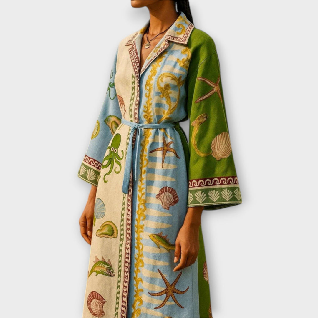 Jule - Tiskane midi haljine od twilla s pojasom