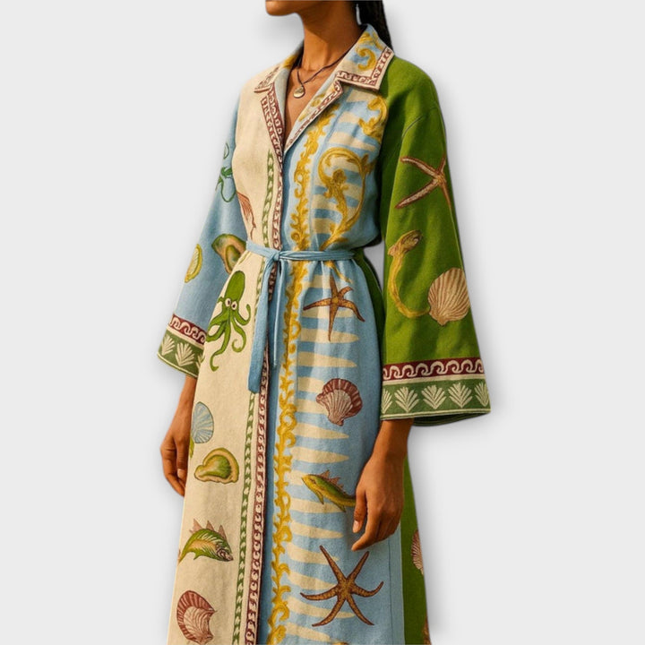 Jule - Tiskane midi haljine od twilla s pojasom