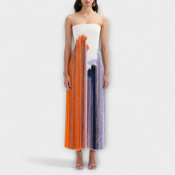 Ljeto - Stylish haljina s blokiranjem boja i trendi resicama