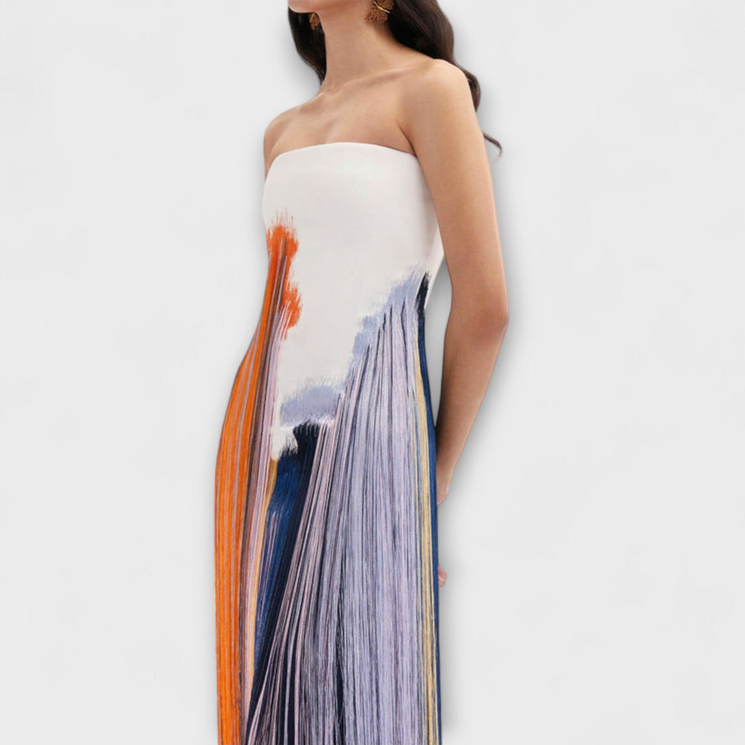 Ljeto - Stylish haljina s blokiranjem boja i trendi resicama