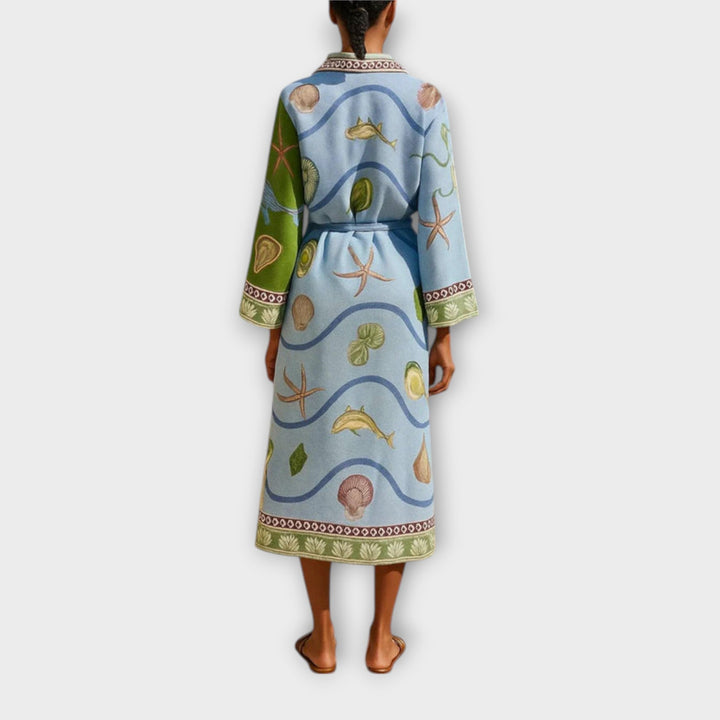 Jule - Tiskane midi haljine od twilla s pojasom