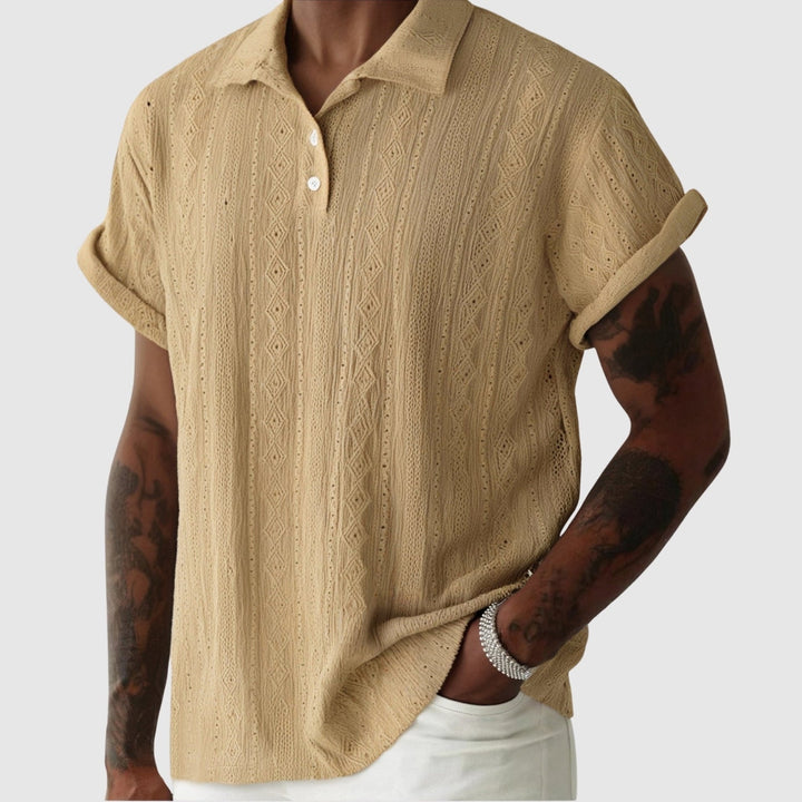 Libuše – Nježna pletena polo majica s teksturiranim dizajnom