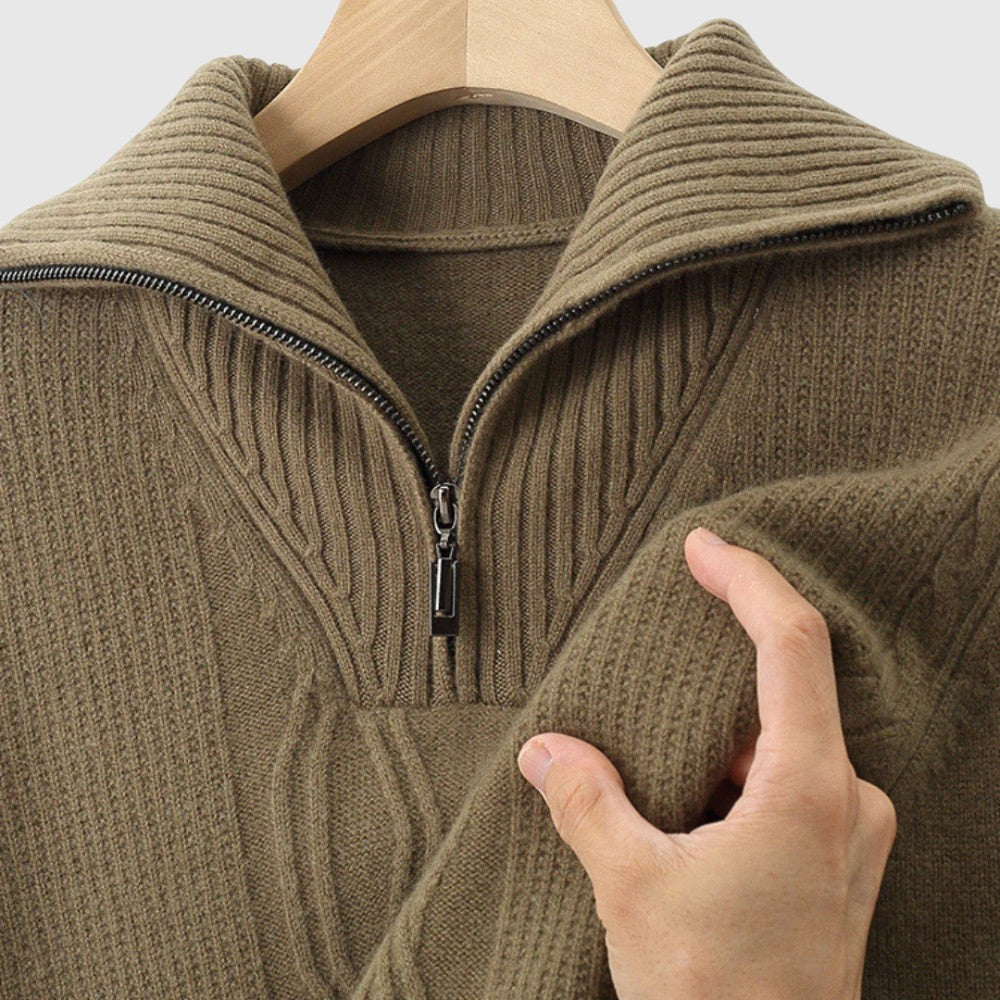 Libuše - Pulover s zipom Taranto od merino vune