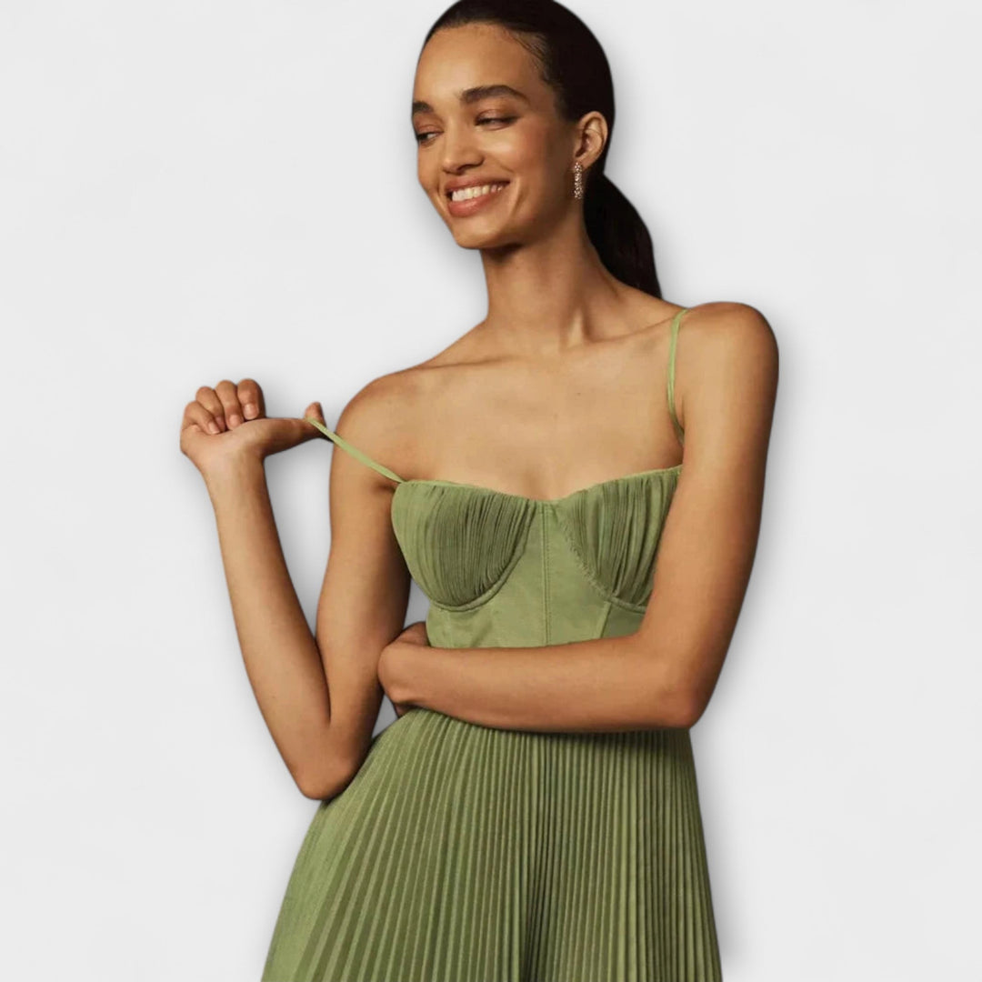 Marilyn - Midi Tylasta Nabranega Krila haljina s Bustierjem