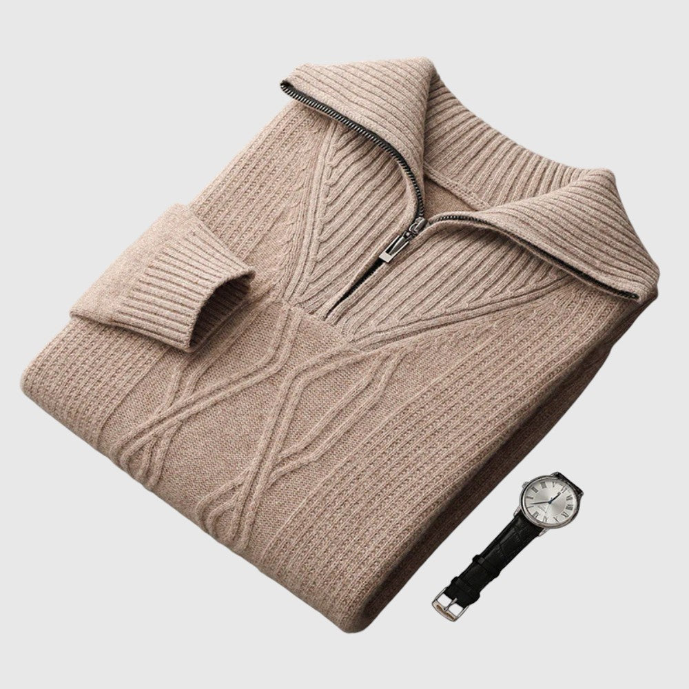 Libuše - Pulover s zipom Taranto od merino vune