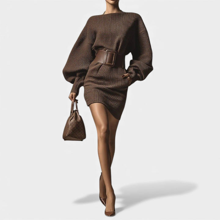 Ema – Elegantna pletena haljina s pojasom