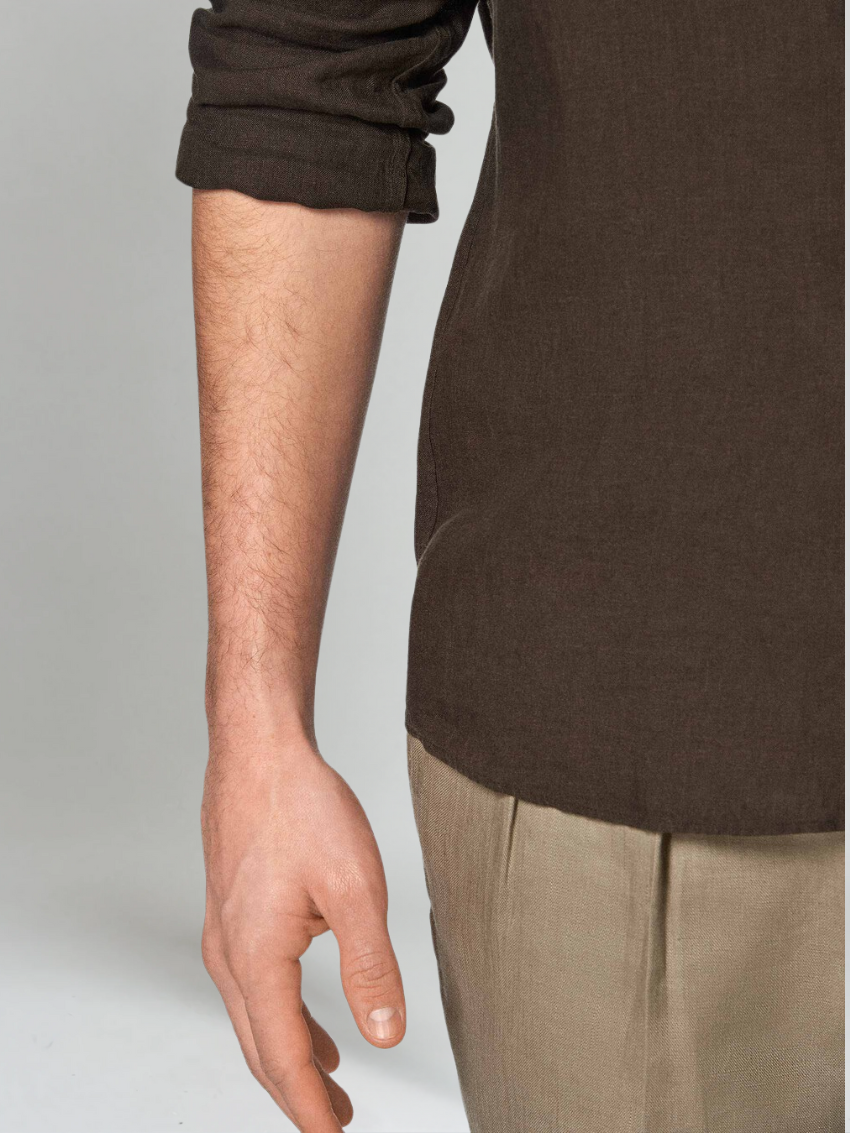 Esencijalna Lanena Košulja - Tamno Smeđa