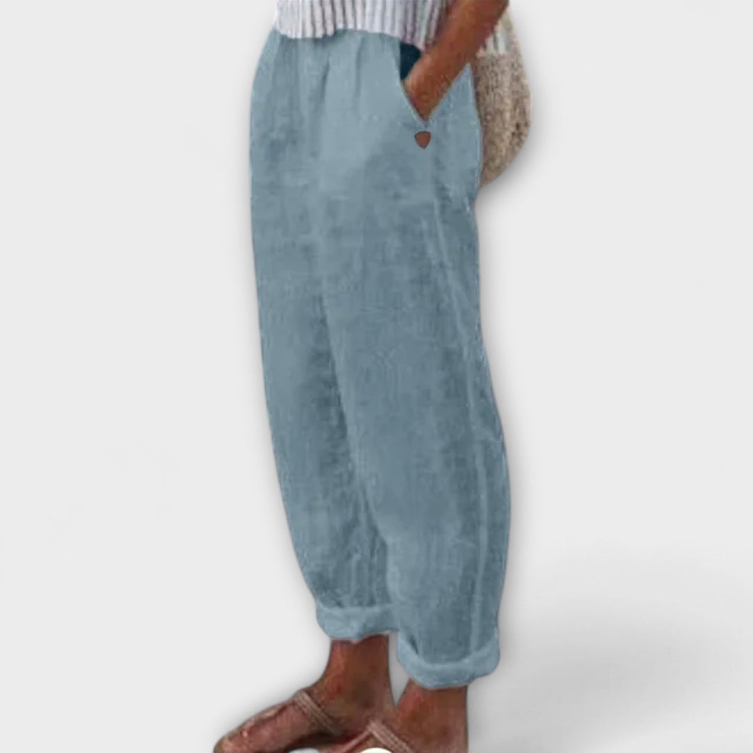 Clara - Hlače s mekim pojasom i bočnim džepovima