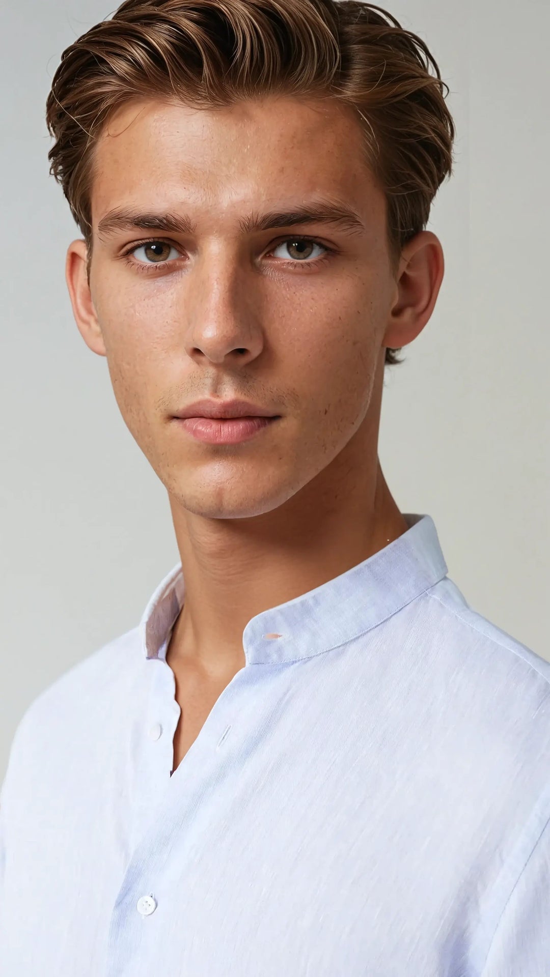 Linen košulja s band ovratnikom svijetlo plava