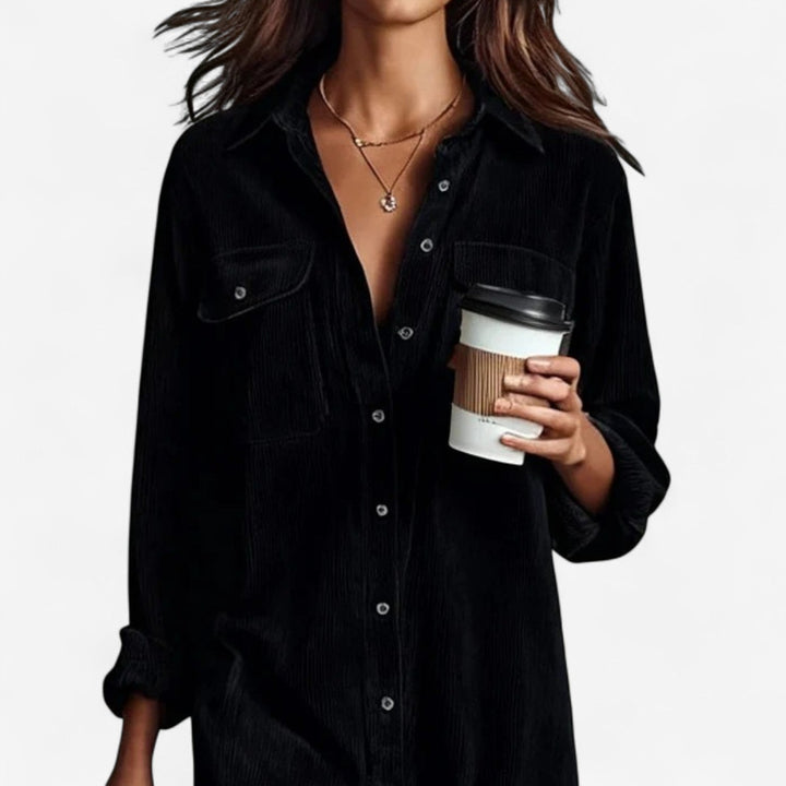 Anastacia™ Midi Ample od baršuna s rebrastim uzorkom