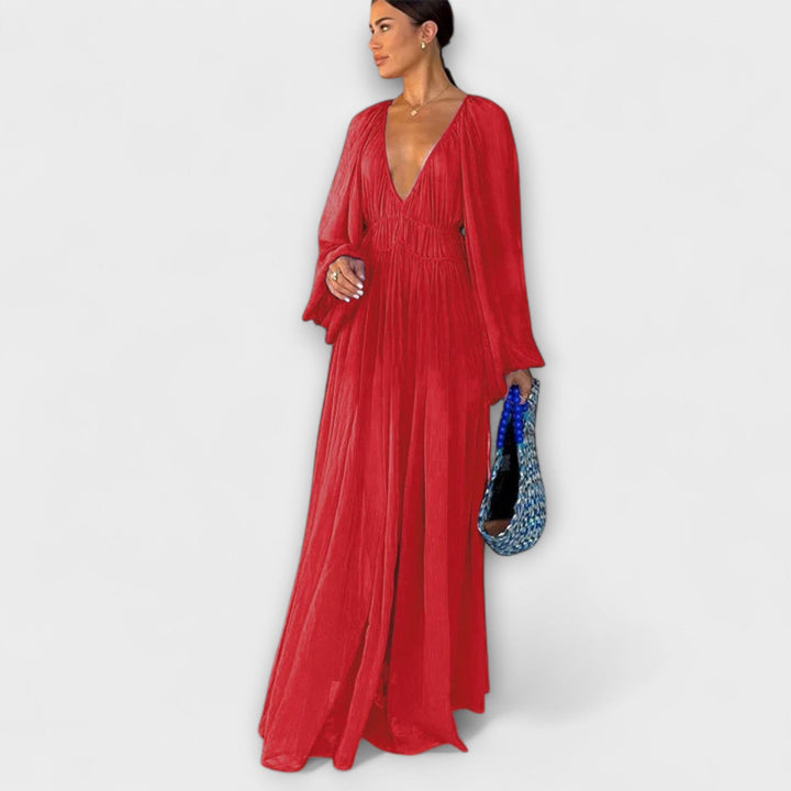 Elegantne plisirane haljine s dugim rukavima