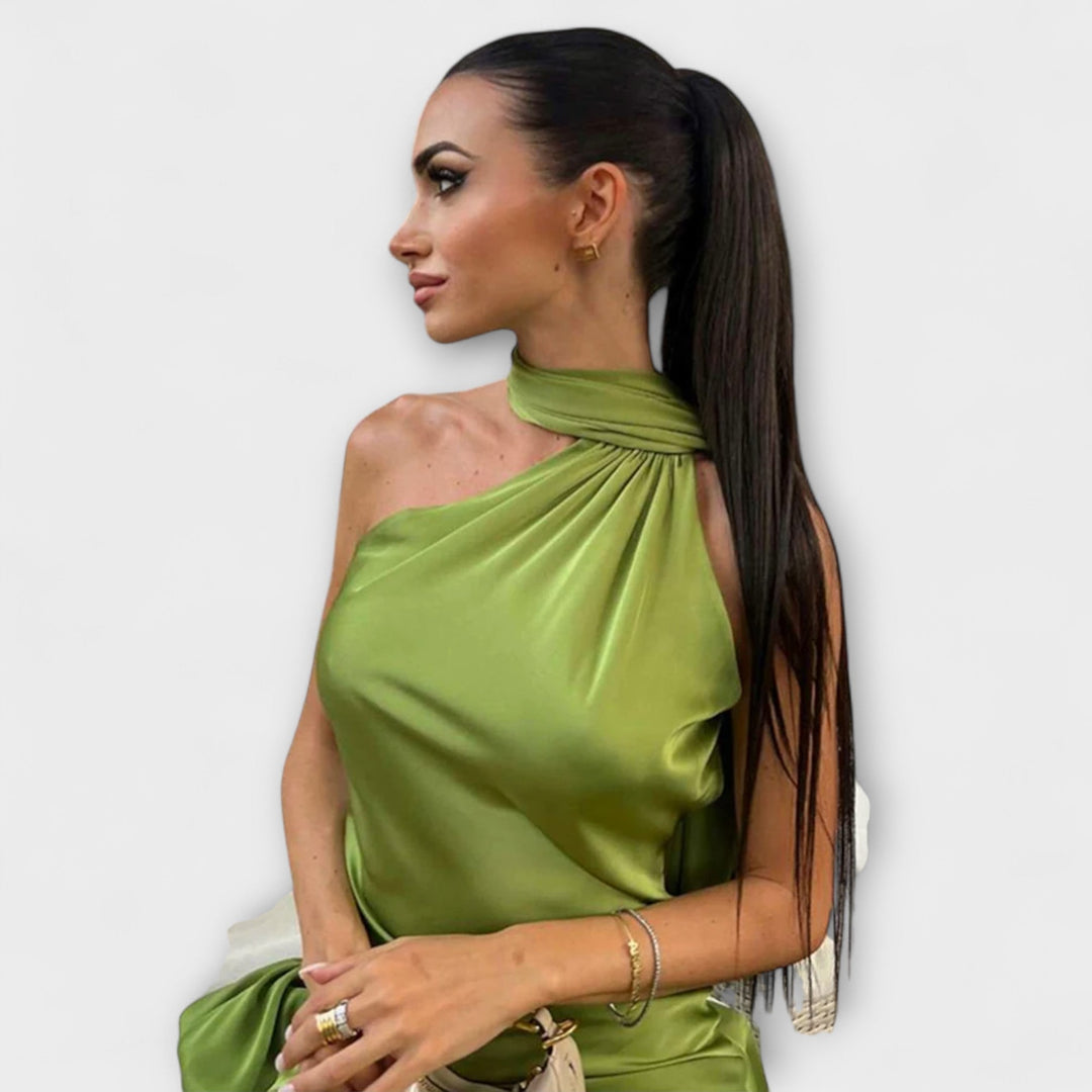 Šik Maxi haljina s otkrivenim ramenima i vezanjem za vrat