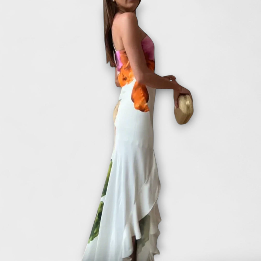 Sapphire - Elegantna Maxi Haljina s Patchworkom