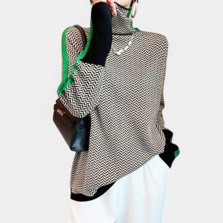 Teja – Elegantni pulover s uzorkom riblje kosti