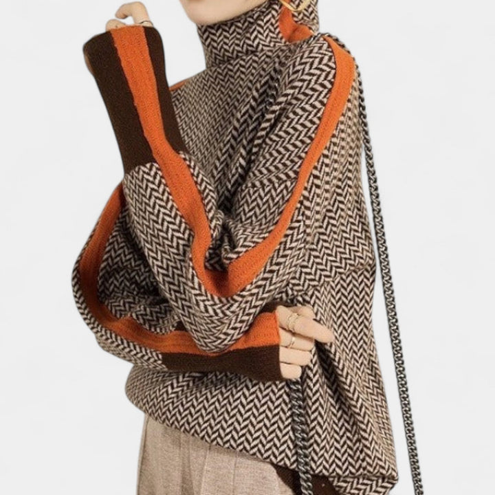 Teja – Elegantni pulover s uzorkom riblje kosti