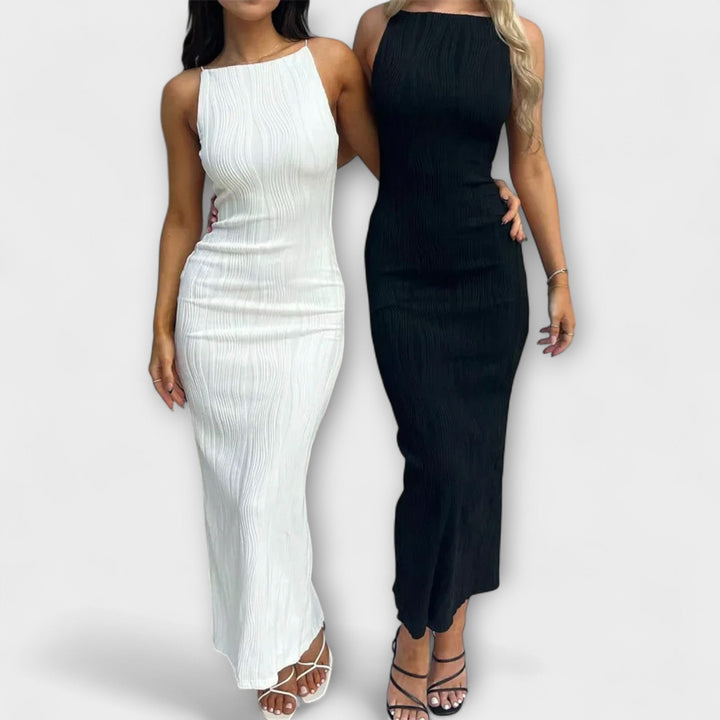 Elegantne brezrokavne maksi haljine s naborima