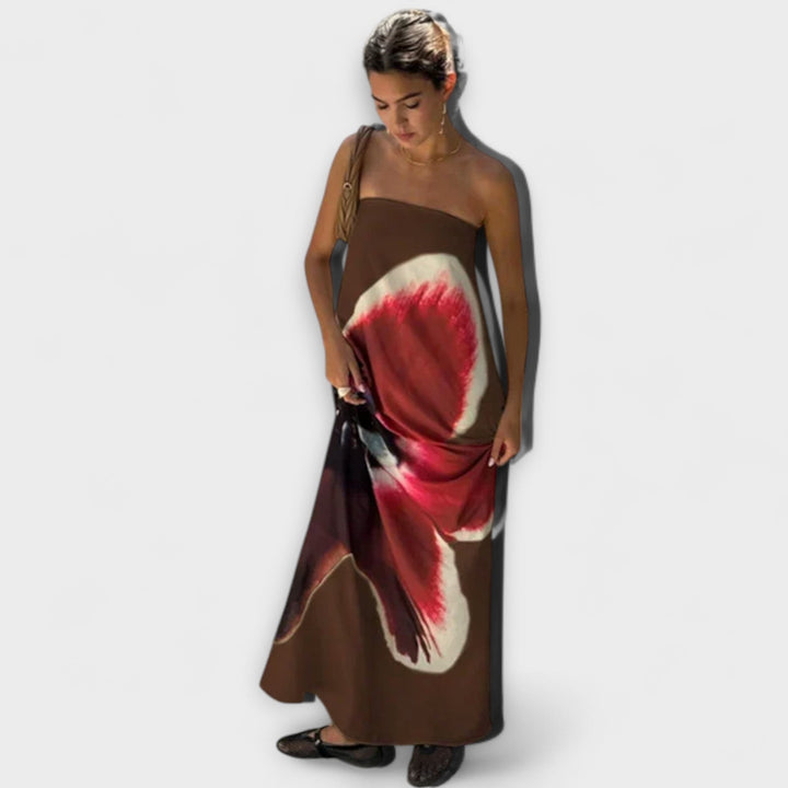 Šik off-shoulder bezramenske maxi haljine