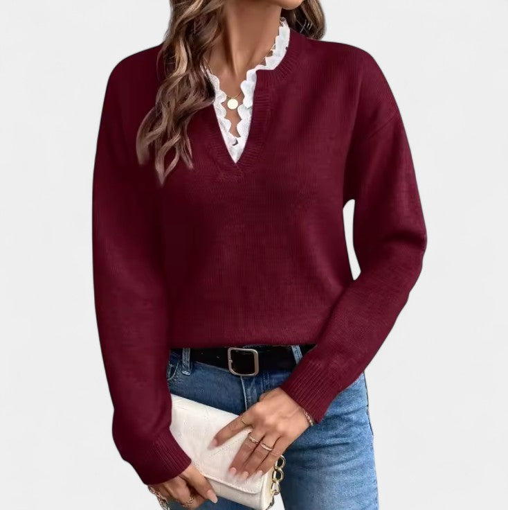 Anne – Elegantna bluza s čipkastim robom
