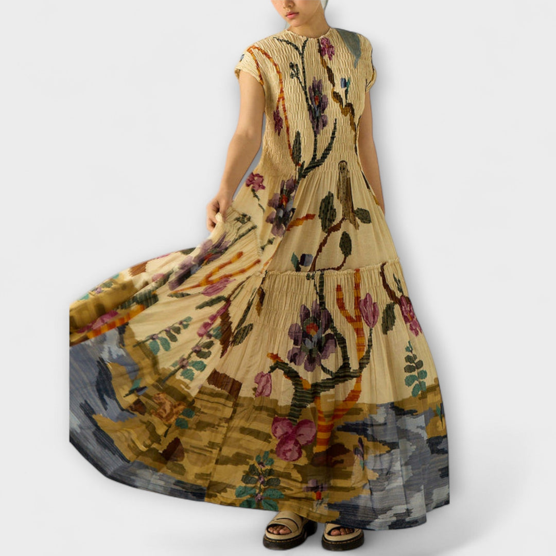 Amara - Haljina s naborima i životinjskim uzorkom