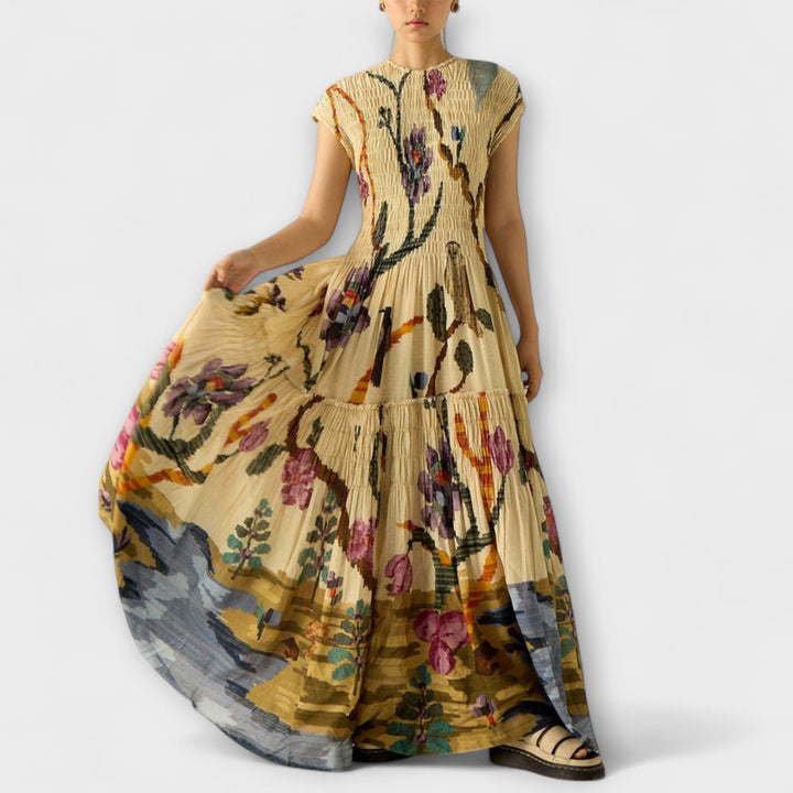 Amara - Haljina s naborima i životinjskim uzorkom