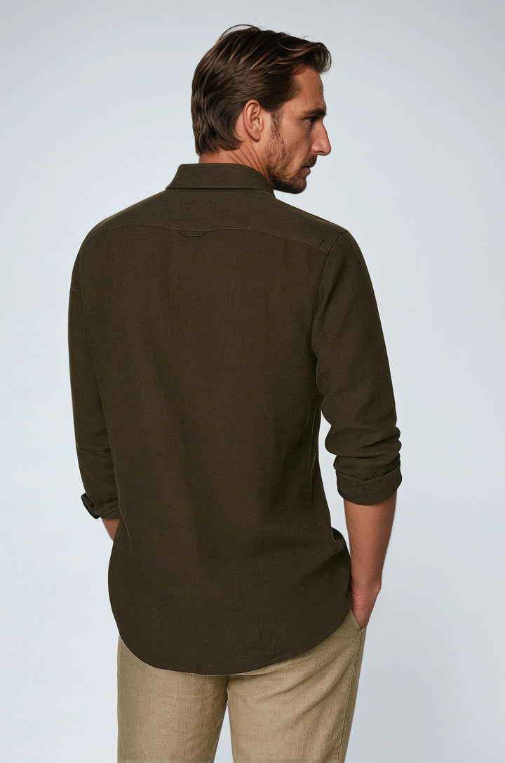 Esencijalna Lanena Košulja - Tamno Smeđa