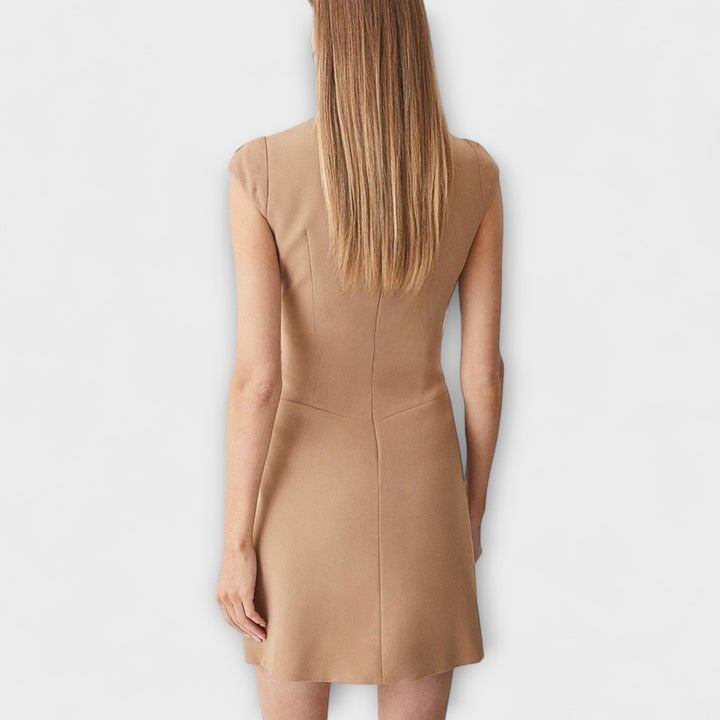 Elowen - Mini haljina s vojničkim patchworkom i visokim ovratnikom