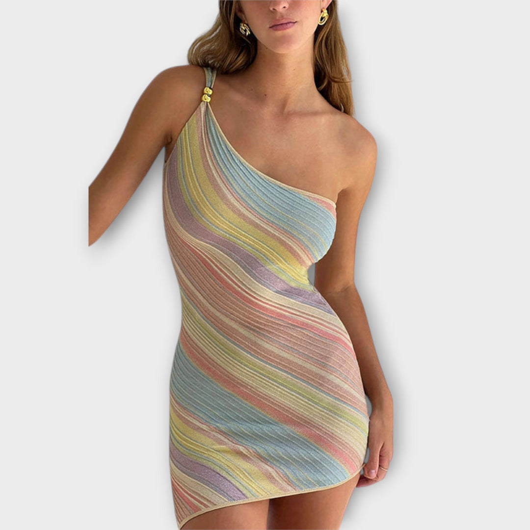 Kira - Trendy Mini Haljina na Jedno Rame