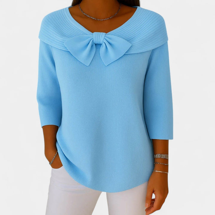 Alenka – Ženski pulover s romantičnom mašnom