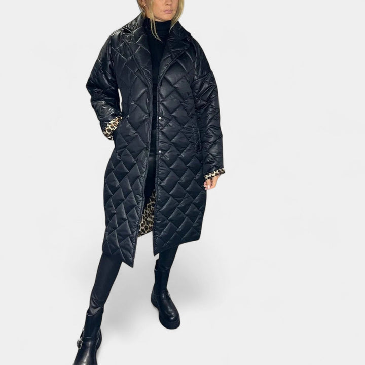 Nina – Dvostrani ženski kaput s leopardim uzorkom